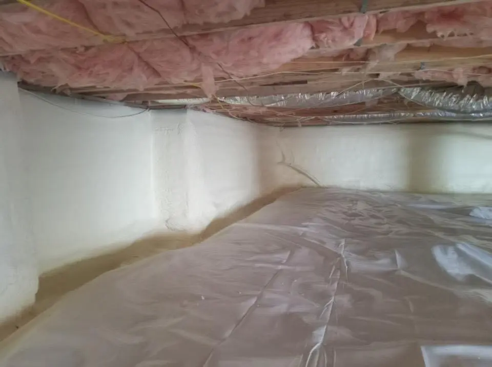 Crawl space encapsulation with closed-cell spray foam for Attic Insulation in West Modesto